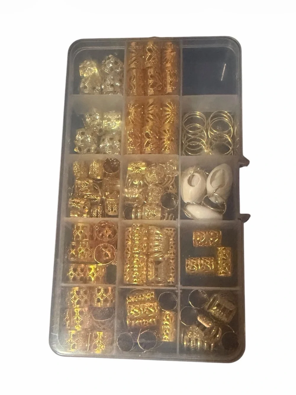 Assorted Gold Hair Beads & Rings Set